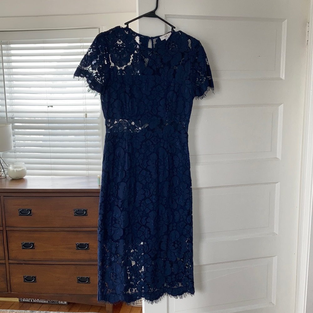 Beautiful navy blue dress wedding guest or event